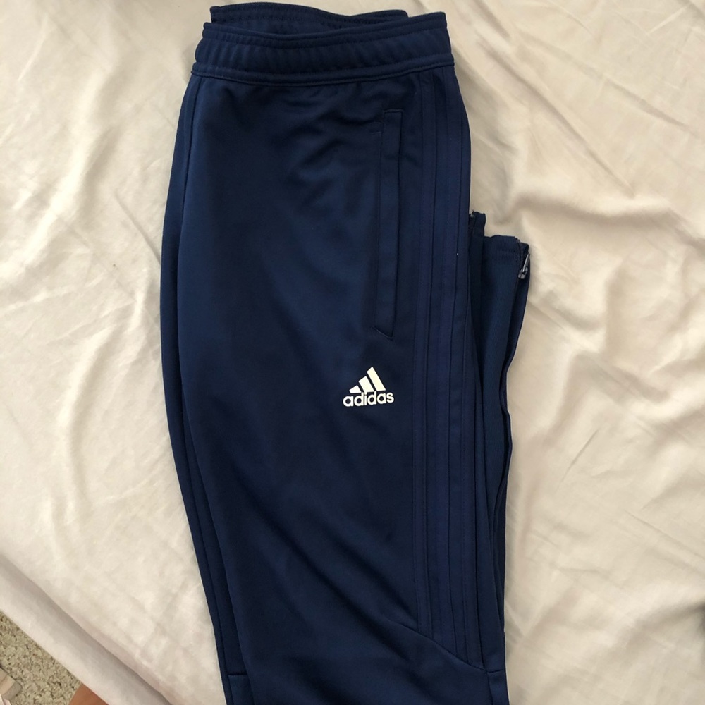 adidas Navy Blue Track Pants with White Logo